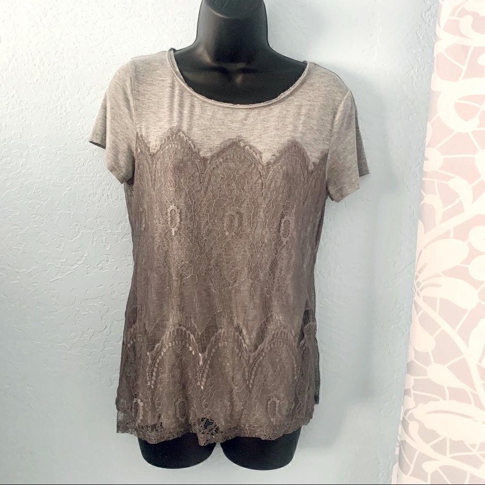 Market & Spruce Memphis Lace Overlay Top. Sz Small